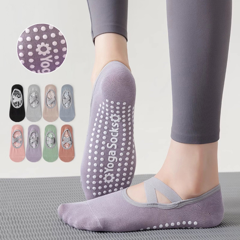 Pilate Yoga Workout - 通気性タオル底ヨガソックス女性シリコーンノンスリップ包帯ピラティス靴下レディースバレエダンスフィットネスワークアウト綿の靴下
